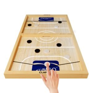 Clapjoy Slingo Fastest Finger First Board Game for Adults & Kids Wooden String Hockey Game Sling Puck Board Hockey Toy Perfect for Family Entertainment, Birthday Party, Christmas Gift