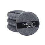 SOFTSPUN Microfiber Reusable Round Polishing Pad, 4 PCS, 340 GSM (Grey) Multipurpose. Ultra-Soft Applicator Pads with Finger Band Perfect Cleaning for Car, Bike, Window, and More.