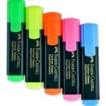Faber-Castell Textliner Highlighter Pens Set of 2 | Pack of 5 Colours | Fluorescent Marker Pens for Notes, Study, Office, Journaling & Bible Highlighting | Smudge Resistant Chisel Tip Highlighters