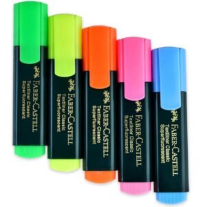 Faber-Castell Textliner Highlighter Pens Set of 2 | Pack of 5 Colours | Fluorescent Marker Pens for Notes, Study, Office, Journaling & Bible Highlighting | Smudge Resistant Chisel Tip Highlighters