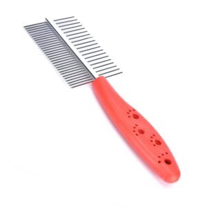 Foodie Puppies Double Side Steel Needles Comb for Dogs and Cats – (Paw Dual Comb) | Grooming Rake Shedding for Dogs, Cats – Cleaning Supplies (Color May Vary)
