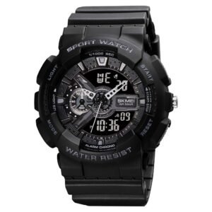 SKMEI Sports Digital Waterproof Watch for Men – 50M Water-Resistant, Dual Time Display, Stopwatch, Alarm, LED Backlight, 12/24H Format – Durable PU Strap & ABS Case – Outdoor Tactical Watch – 1688