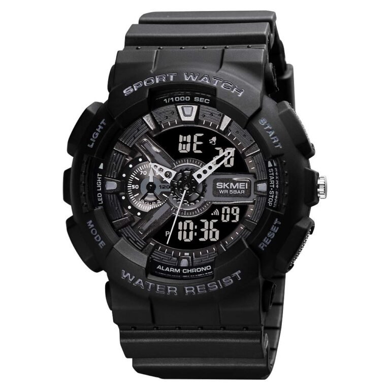 SKMEI Sports Digital Waterproof Watch for Men – 50M Water-Resistant, Dual Time Display, Stopwatch, Alarm, LED Backlight, 12/24H Format – Durable PU Strap & ABS Case – Outdoor Tactical Watch – 1688