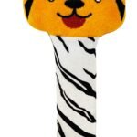 Pikipo Tiger Face Rattle Soft Toy with Squeeze Handle for Squeaky Sound (Orange)