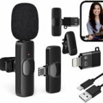 K8 Wireless Lavalier Microphone Bluetooth Collar Microphone for Type-C Android, Noise Canceling Mic for Vlogging, Clip-On for YouTube, Singing, Video Recording, Podcasting