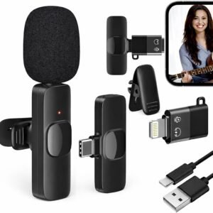 K8 Wireless Lavalier Microphone Bluetooth Collar Microphone for Type-C Android, Noise Canceling Mic for Vlogging, Clip-On for YouTube, Singing, Video Recording, Podcasting