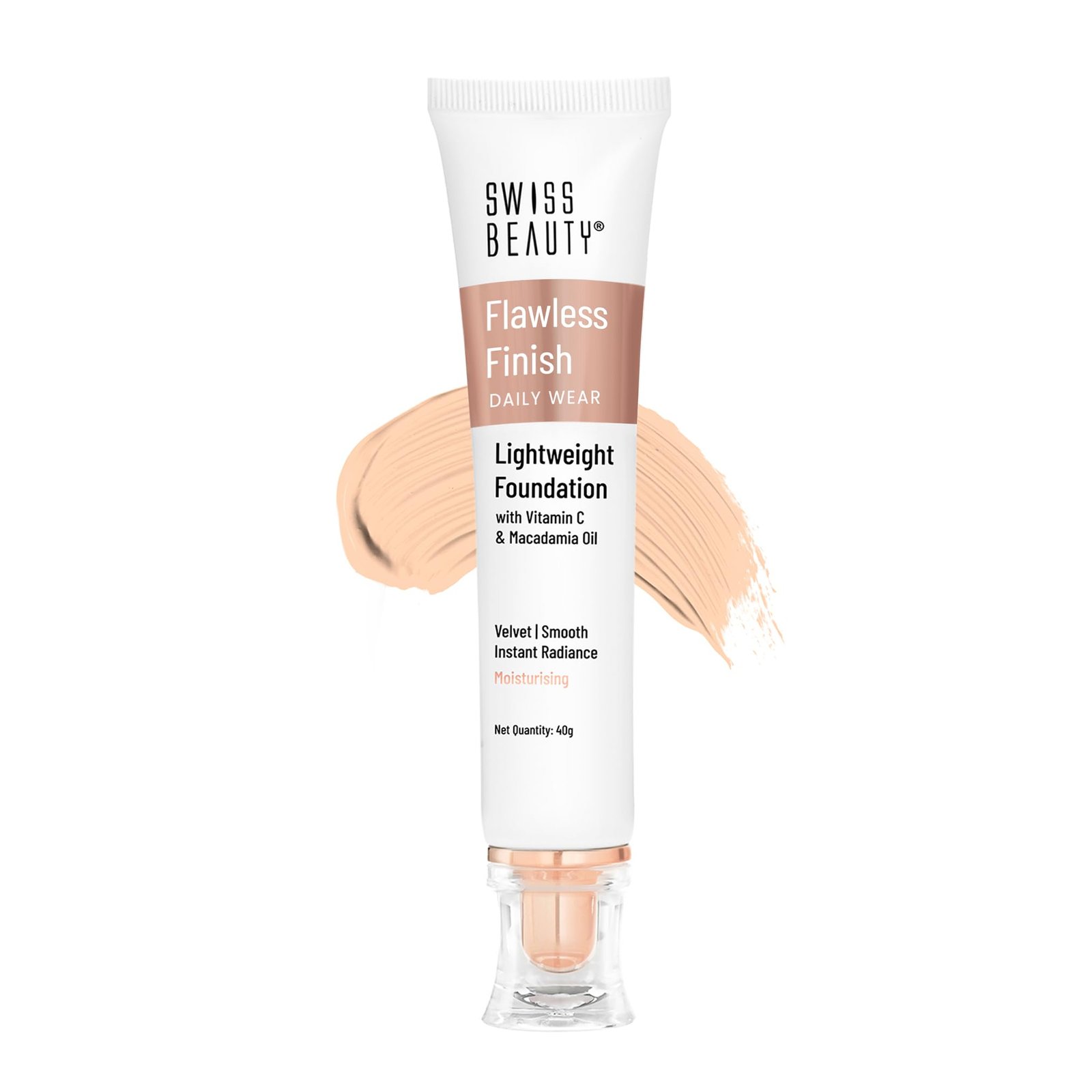 Swiss Beauty Flawless Finish Foundation | Medium Coverage | Lightweight |Oil-Free Formula |Radiant Finish | Shade – 03 Natural Beige, 40gm