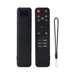 Silicone TV Remote Cover Compatible with LG Smart TV Remote MR25GA, Shockproof Protective, Silicone Case with Lanyard (LG MR25GA Remote Cover – Black)