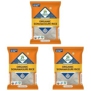 24 Mantra Organic Sonamasuri Polished Raw Rice/Sonamasoori Chawal – 5 Kg | Pack of 3 | 100% Organic | Chemical Free & Pesticides Free