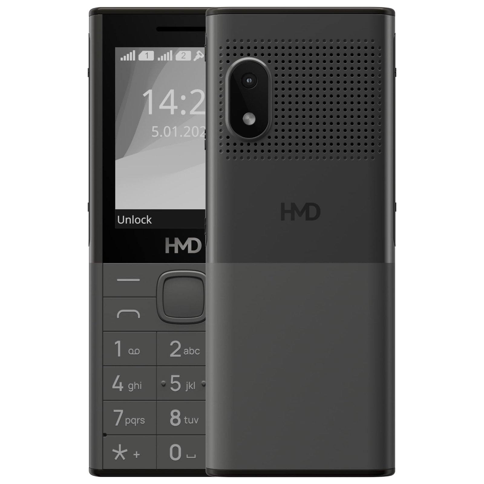 HMD 150 Music Keypad Mobile with Bluetooth | Built-in Powerful Loud Speaker & Dedicated Music Buttons | 2500 mAh Big Battery & Type C Fast Charger | Built-in UPI App with Scan & Pay | Dark Grey