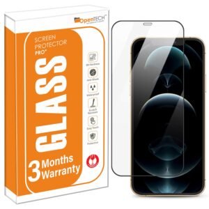 OpenTech® Military-Grade Gorilla Tempered Glass Screen Protector for iPhone 12/12 Pro with Edge to Edge Coverage – Case Friendly, Anti-scratch, 9H Hardness and Bubble free installation kit