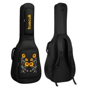 True Cult Acoustic Guitar Bag/Cover with Foam Padding (Black) Strong and Durable for Multiple Sizes and Shapes Folk/Classical Guitars 38″, 39″, 40″, 41″ (Sun-Flower)