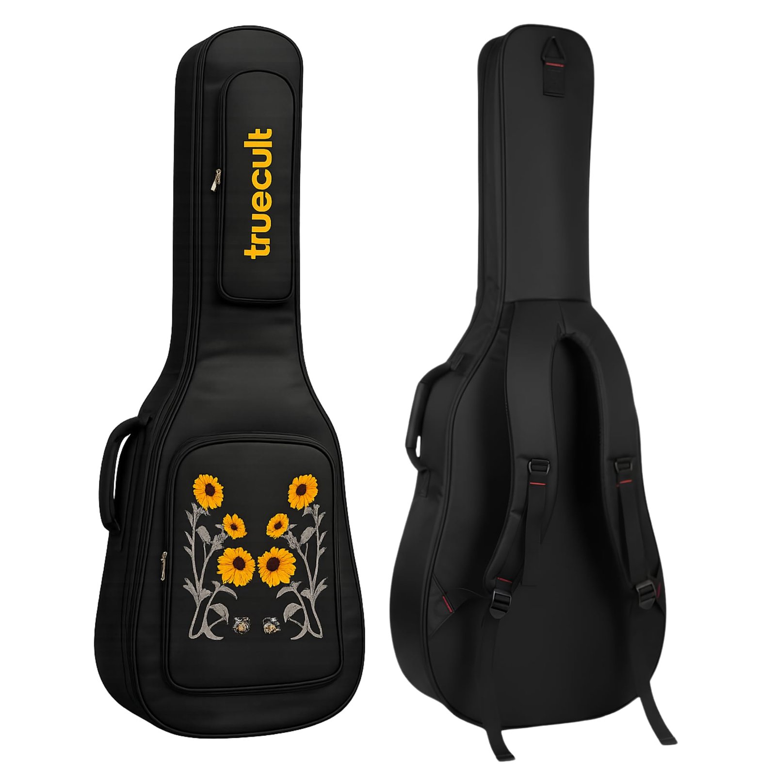 True Cult Acoustic Guitar Bag/Cover with Foam Padding (Black) Strong and Durable for Multiple Sizes and Shapes Folk/Classical Guitars 38″, 39″, 40″, 41″ (Sun-Flower)