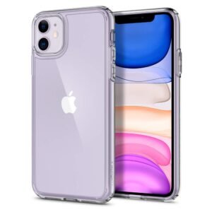 Spigen Ultra Hybrid Back Cover Case for iPhone 11, Clear Transparent, Durable Hybrid Structure – Polycarbonate + TPU | Crystal Clear