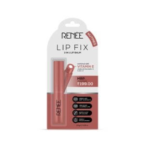 RENEE Lip Fix 3 in 1 Tinted Lip Balm 02 Nutmeg 1.6 gm, Heals Lightens & Nourishes | Dual Core Care Enriched with Vitamin E, Shea Butter & Jojoba Oil for Dry & Chapped Lips, Brown Pack of 1