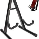 JUAREZ JRGS100 Heavy-Duty Metal Folding Guitar Stand | Universal A-Frame Stand for Acoustic, Electric, Bass, Ukulele & Banjo | Anti-Slip Rubber & Foam Padding