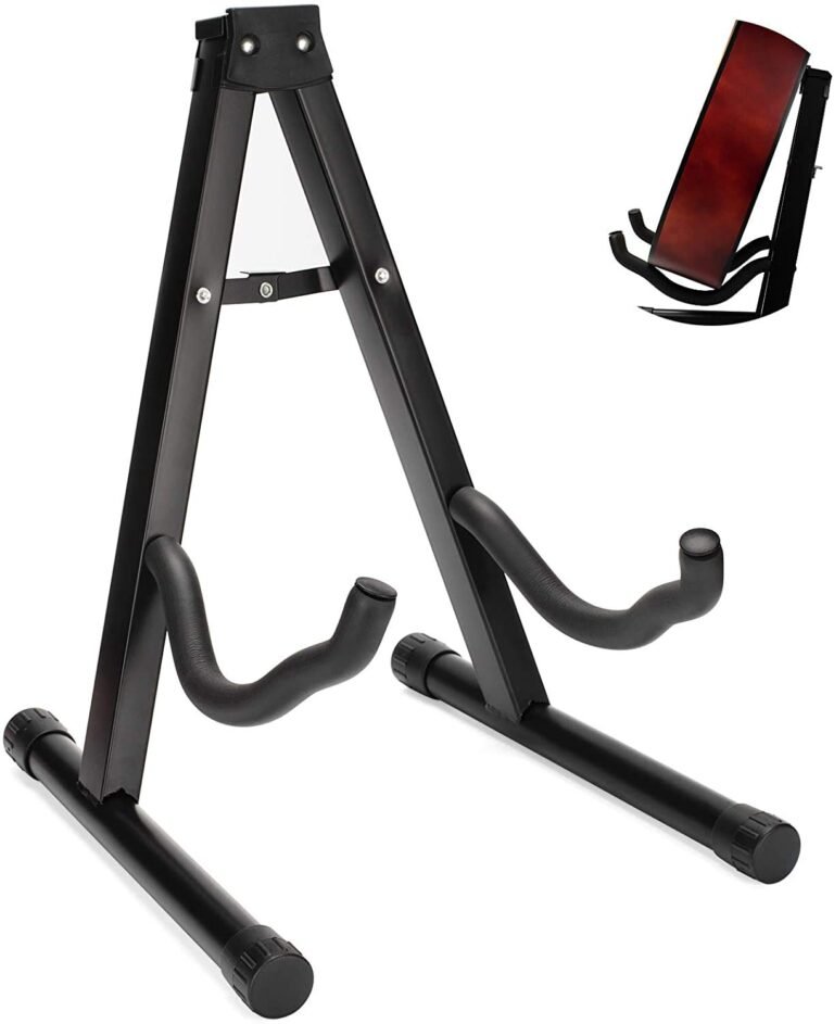 JUAREZ JRGS100 Heavy-Duty Metal Folding Guitar Stand | Universal A-Frame Stand for Acoustic, Electric, Bass, Ukulele & Banjo | Anti-Slip Rubber & Foam Padding