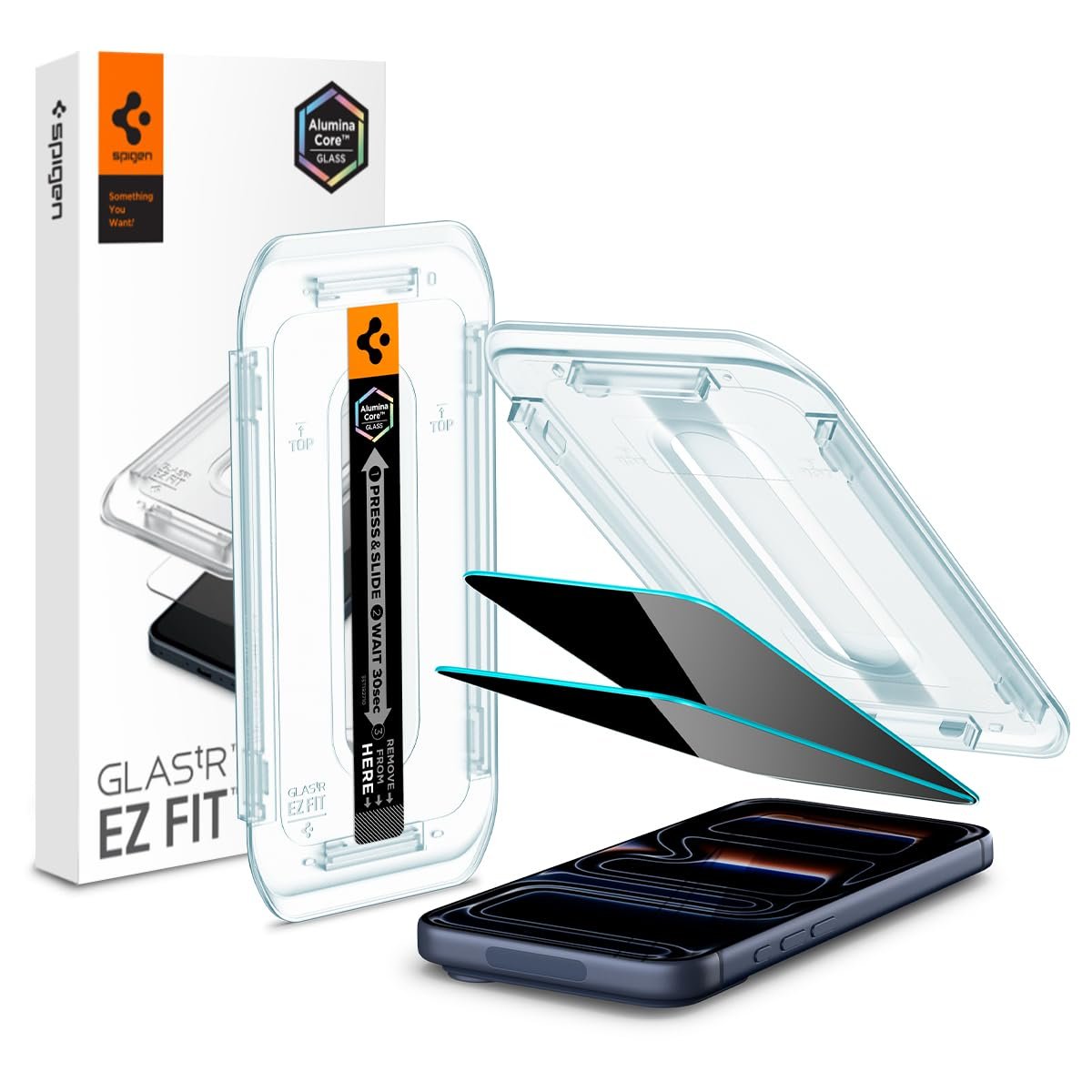 Spigen EZ Fit Privacy Tempered Glass Screen Protector Guard For iPhone 17/17 Pro / 16 Pro [2 Pack]