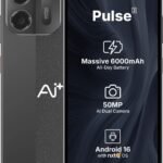 AI+ Pulse 2, 6.745 inch HD+ Display, 6GB RAM, 128GB Storage, 50MP Rear Camera, 6000mAh Battery, Android 16, Black
