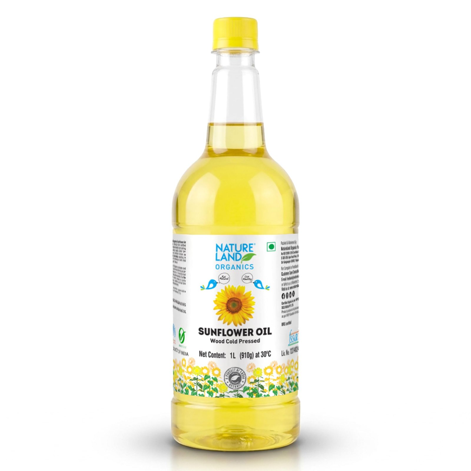 Natureland Organics Wood Cold Pressed Organic Sunflower Oil, 1 L