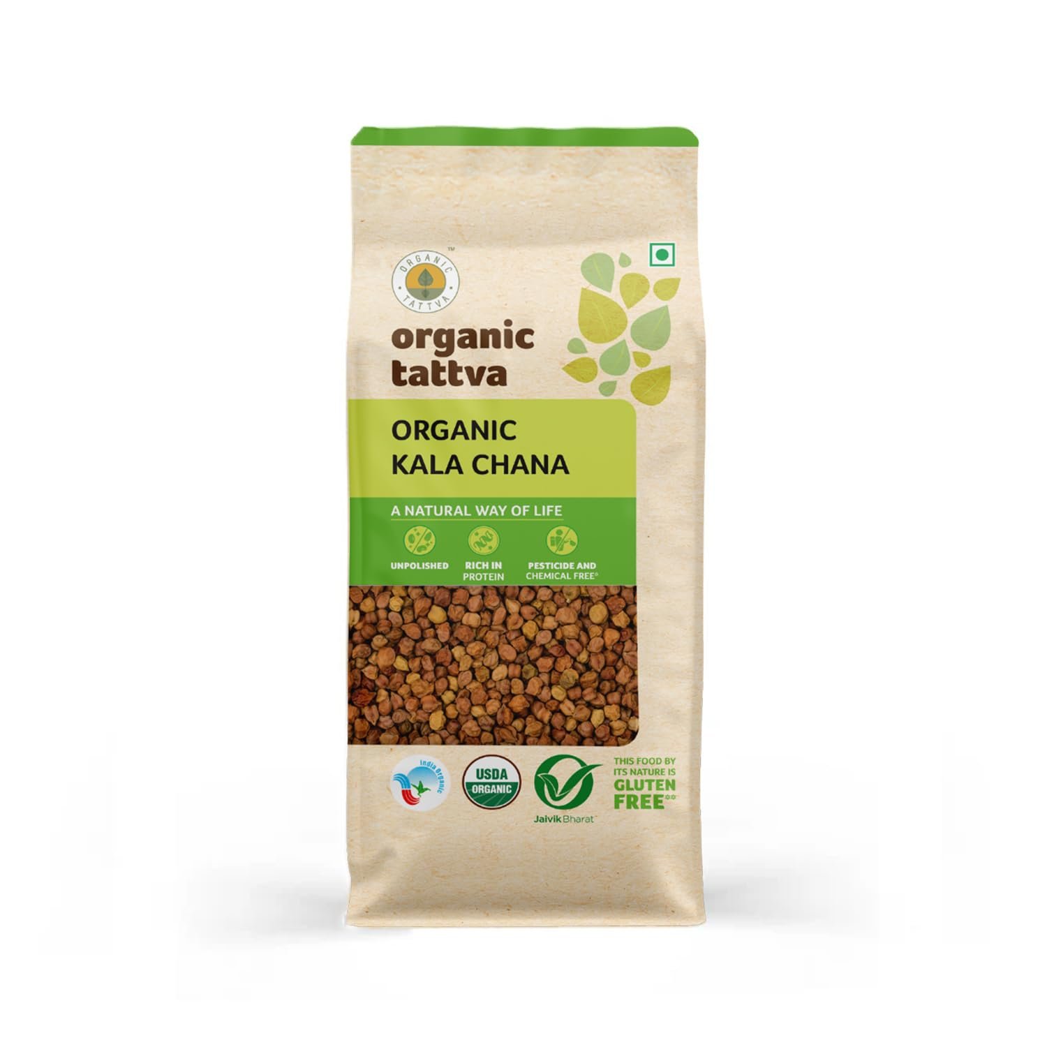 Organic Tattva, Organic Kala (Black) Chana, 500g | Unpolished and Gluten Free