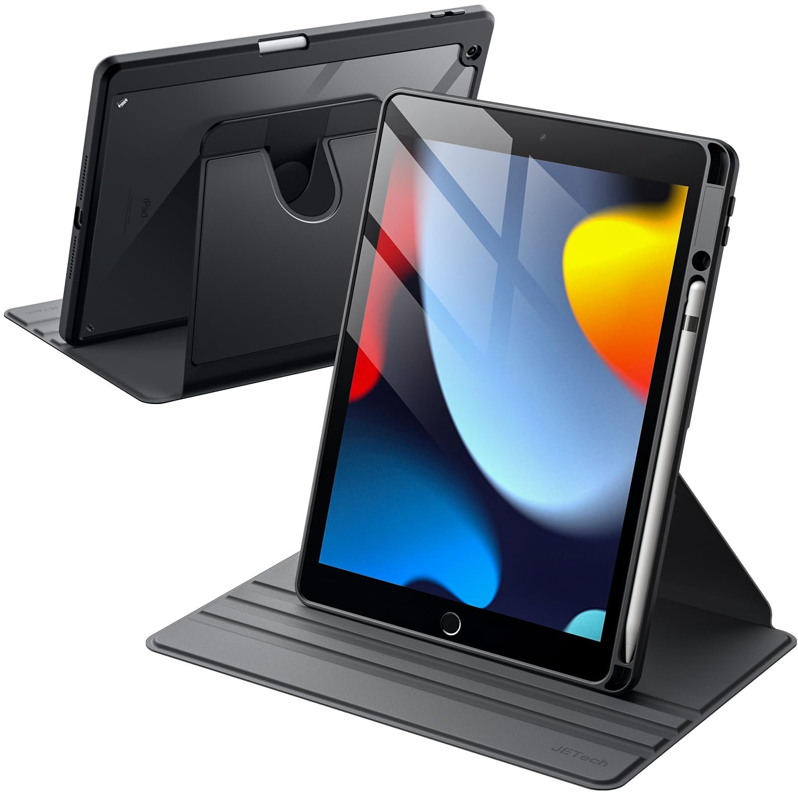 JETech 360° Rotating Case for iPad 9th/8th/7th Gen 10.2″, Black