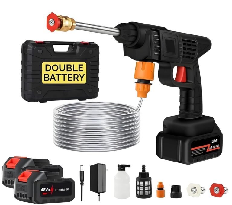 TEKCOOL Cordless Portable Wireless Pressure Washer Gun 48V 12000mAh High Pressure Water Gun for Car Wash Bike Washing Cleaning, Black