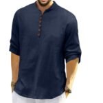 ROYALSCOUT Men’s Cotton Polyester Blend Solid Regular Fit Full Sleeve Short Kurta | Ethnic, Lightweight Summer Kurta for Daily & Occasion Use