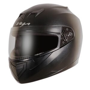 Vega Edge ISI Certified Full Face Gloss Finish Helmet for Men and Women with Clear Visor(Black, Size:M)