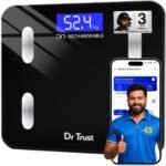 Dr Trust USA 509 Rechargeable Digital BMI Weight Scale with Body Fat Analyzer and Fitness Body Composition Monitor Electronic Weight Machine & Weighing Scale with Mobile App, Bluetooth (Black)