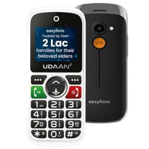 Easyfone Udaan2 1.8″ Display with 20+ Senior Citizen Friendly Features Like Loud Sound, Photo Speed dial, Simple menu, SOS, Incoming Call Restriction, Auto-Call Recording, Dual SIM, White