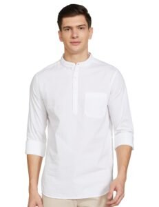 Amazon Brand – Symbol Men’s Cotton Shirt | Kurta Placket Style | Casual | Plain | Full Sleeve | Summer – Regular Fit (Available in Plus Sizes)