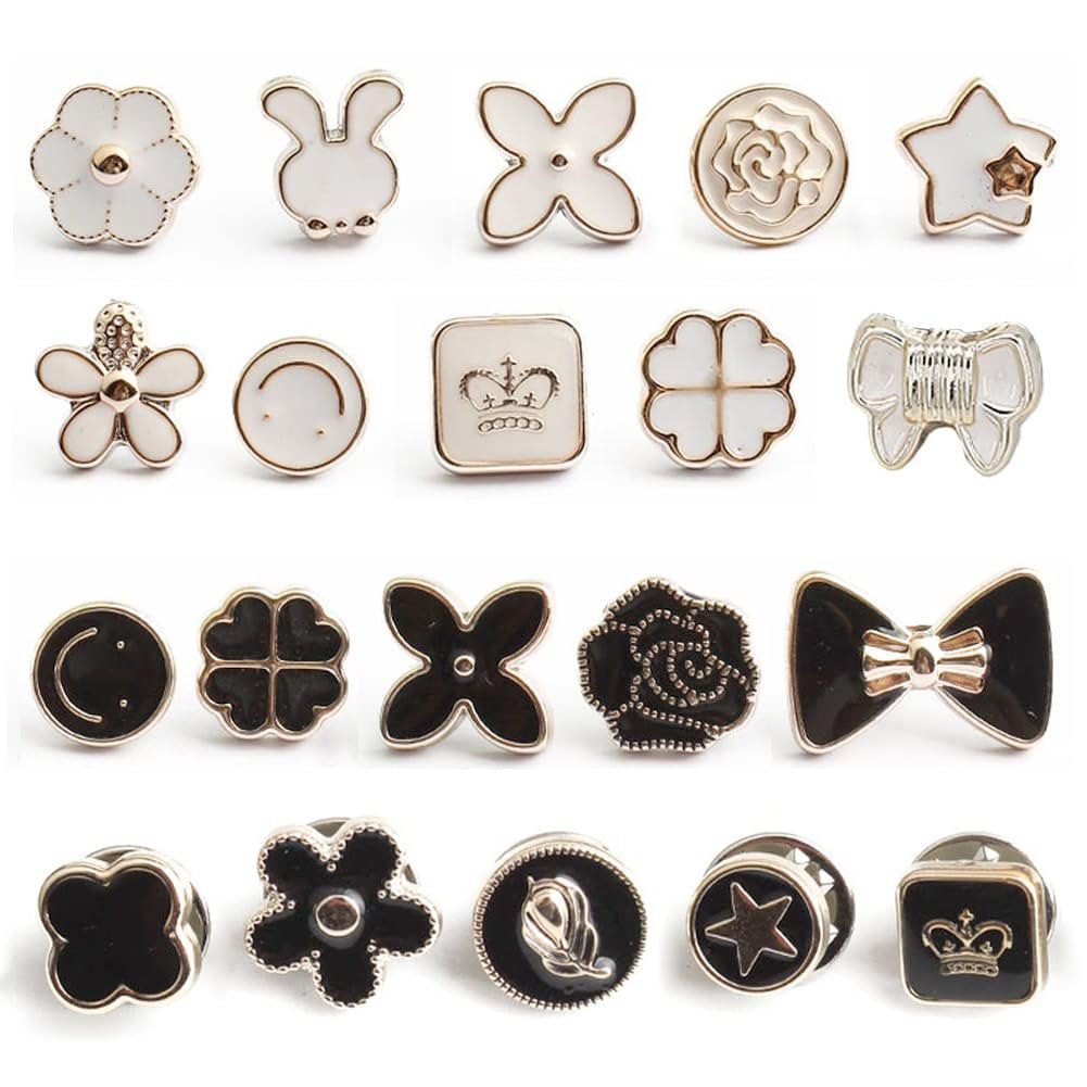 20PCS Brooch Pins for Women, Instant Jean Fasteners, Shirt Safety Accessories, Pearl Enamel Brooch Set, Modesty Clips for Dresses, Coats & DIY Clothing