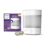 Philips Avent Steam Sterilizer With Soother Combo| Babies Fall Ill Less in Philips Avent Sterilizer Homes & get 2X Better Germ Protection vs Boiling*| Kills 99.9%** Germs in 10 mins | 2 Yr Warranty | (SCF291/00 + SCF085/60)