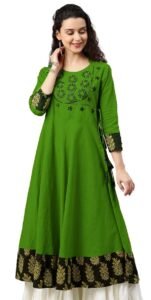 Yash Gallery Womens Pure Cotton Sequin Work Angrakha Kurta Ethnic Wear