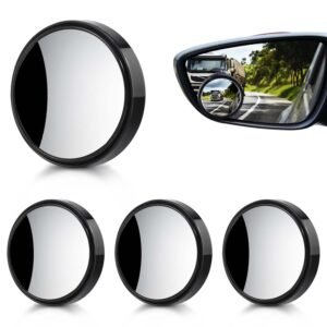 OBTANIM Blind Spot Mirror, 2 Inch, Round, HD Glass, Convex, Adjustable, Stick-on, 4 Pack, for Car SUV Trucks Motorcycles (4 pack black)