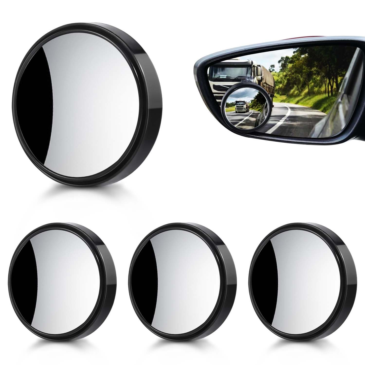 OBTANIM Blind Spot Mirror, 2 Inch, Round, HD Glass, Convex, Adjustable, Stick-on, 4 Pack, for Car SUV Trucks Motorcycles (4 pack black)