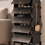 BOXJOY 5 Shelf Shoe Racks with 5 Doors, 5 Hook Steel Holder & Wooden Hammer