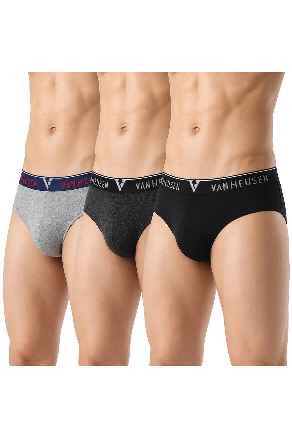Van Heusen Men’s Cotton Briefs Pack of 3| Ribbed Cotton | Anti-Bacterial | Stay fresh | Sweat Absorbant | Moisture-Wicking | Long Lasting Colors |Breathable Combed Cotton for extra comfort | Soft Waistband | Soft Touch | Style 10004