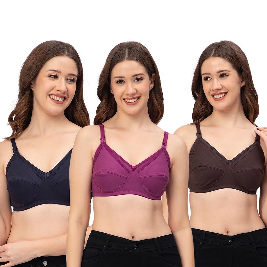 CEE 18 Cotton Non-Padded and Non-Wired Maternity Nursing Feeding Bra for Women |Post Pregnancy Easy to Breastfeed | Cup Size: C