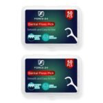 Force24 Dental Floss Picks for Tooth Cleaning Fresh Dental Floss Toothpick Cleaners, Oral Care Teeth Flossing Thread Toothpicks Stick Set for Fresh and Healthy Gums (50pcs) (Pack of 2)
