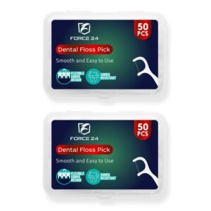 Force24 Dental Floss Picks for Tooth Cleaning Fresh Dental Floss Toothpick Cleaners, Oral Care Teeth Flossing Thread Toothpicks Stick Set for Fresh and Healthy Gums (50pcs) (Pack of 2)