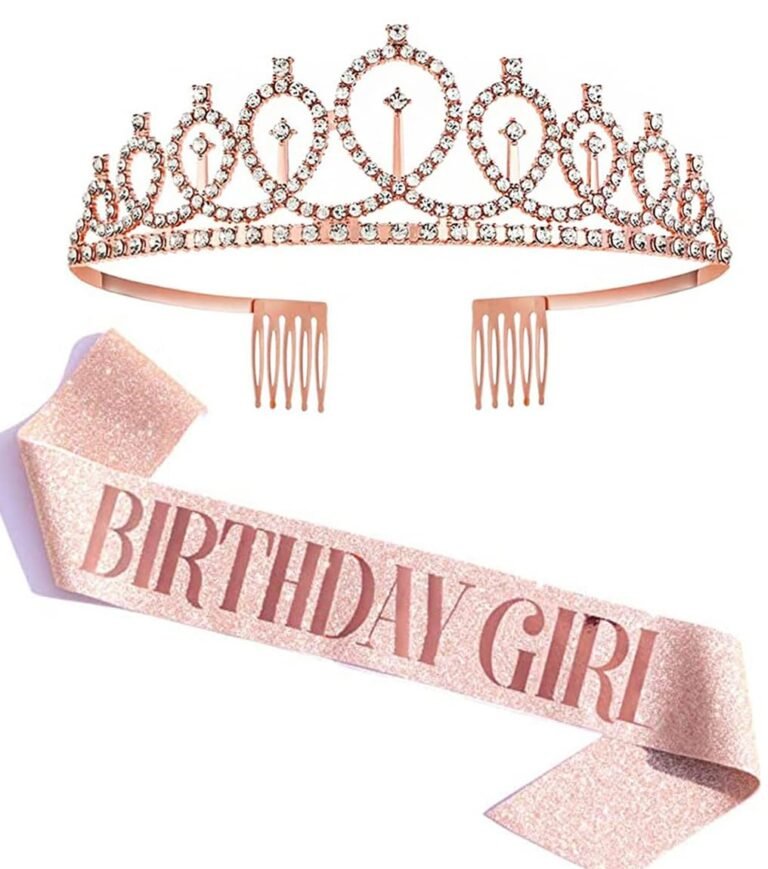 Shining Diva Fashion Latest Stylish Birthday Sash and Crown – Pack of 2 Pcs | Birthday Queen Crown | Birthday Gifts for Best Friend, Sister, Teenager | Birthday Decorations Items