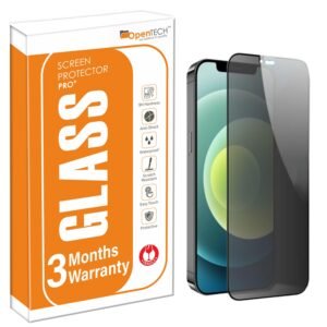 OpenTech Privacy Tempered Glass Screen Protector Compatible For Iphone 12/12 Pro (6.1 Inches) With Edge To Edge Coverage And Easy Installation Kit for Smartphone