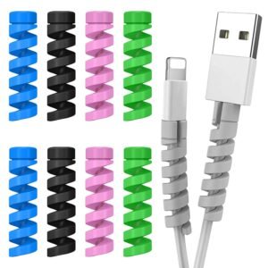 Gizga Essentials Spiral Cable Protector Cord Saver for Mac Charger, iPhone Charger, Wire Protector, Lightweight Durable Flexible Wire Winder for Charging Cables, Data Cables, Earphones, Pack of 10