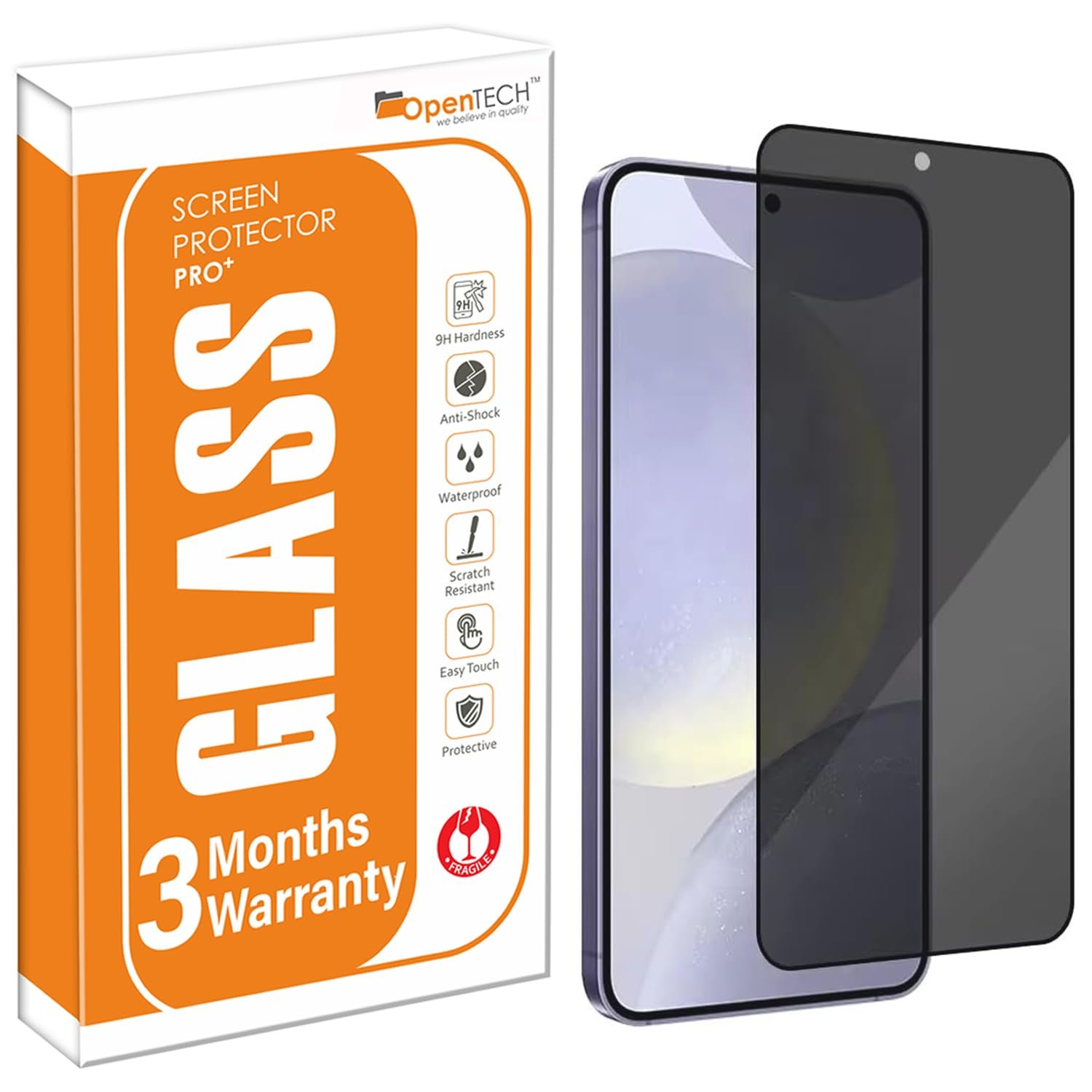 OpenTech® Privacy Tempered Glass Screen Protector Compatible for Samsung Galaxy S22 / Samsung Galaxy S23 with Edge to Edge Coverage and Easy Installation kit