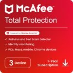 McAfee Total Protection 2025 | 3 Device, 1 Year | Antivirus Internet Security Software | Password Manager & Dark Web Monitoring Included | PC/Mac/Android/iOS | Email Delivery