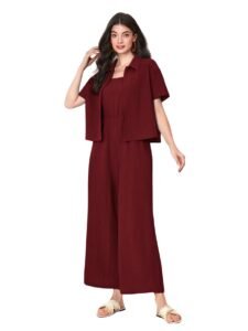 TOPLOT Women’s Jumpsuit Co-ord Set | Soft Breathable Feel | Comfortable Fit with Easy Movement | Stylish One-Piece Outfit Design | Perfect for Casual & Travel (5225)