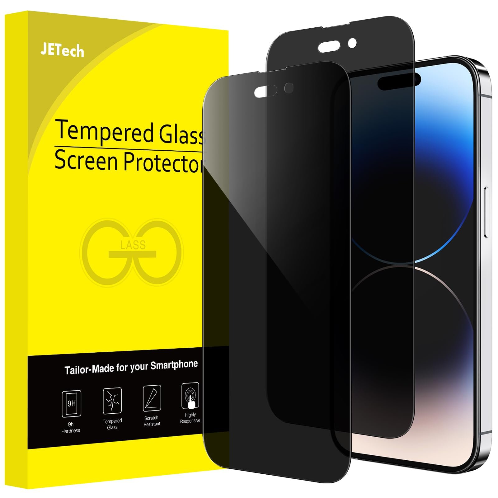 JETech Privacy Screen Protector Guard for iPhone 14 Pro, 2-Pack