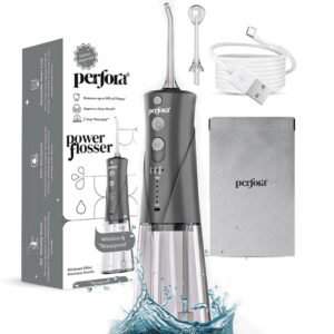 Perfora Rechargeable Power Dental Water Flosser For Teeth – 300ml, Grey